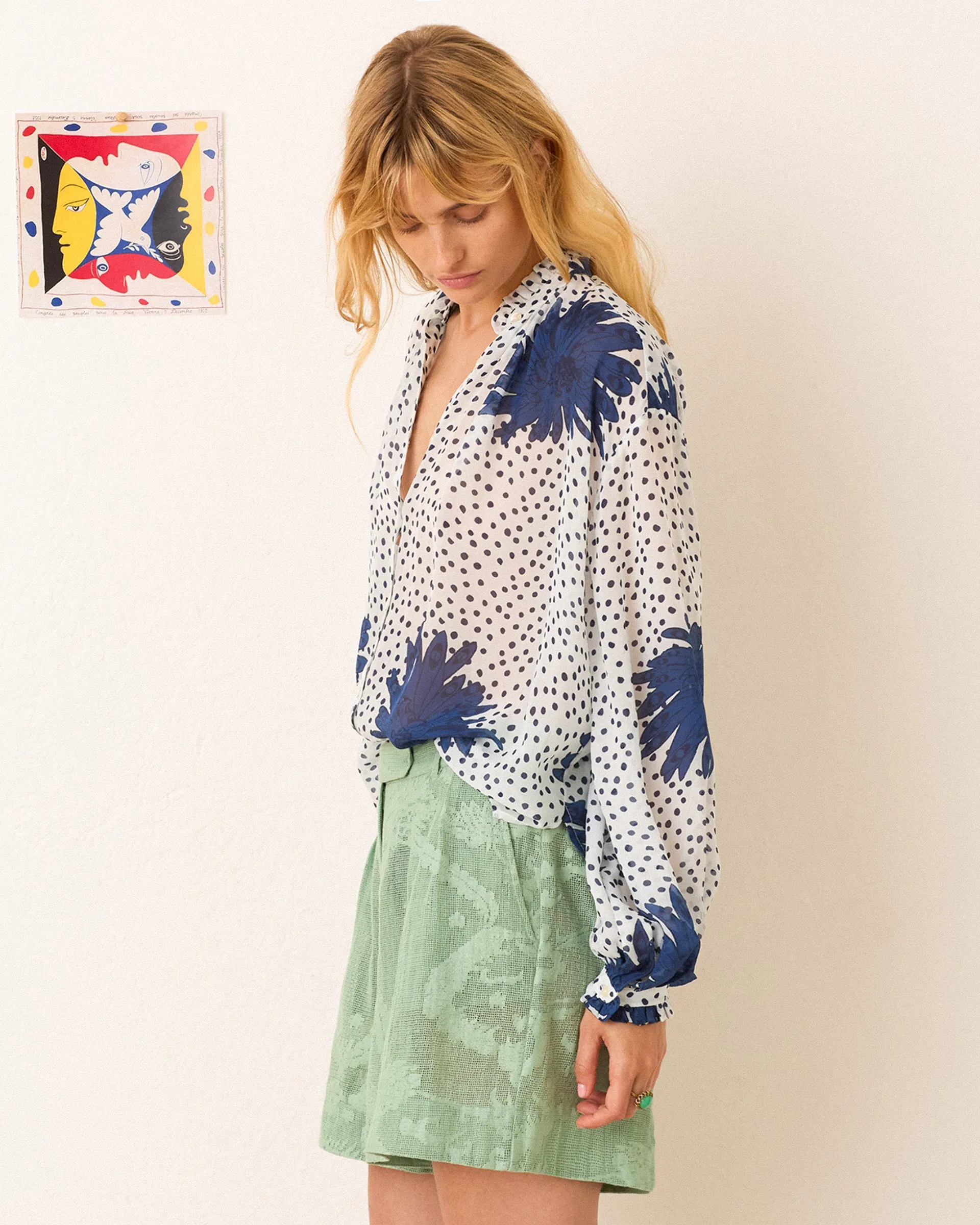 Poet Indigo Dahlia Blouse