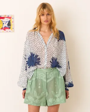 Poet Indigo Dahlia Blouse