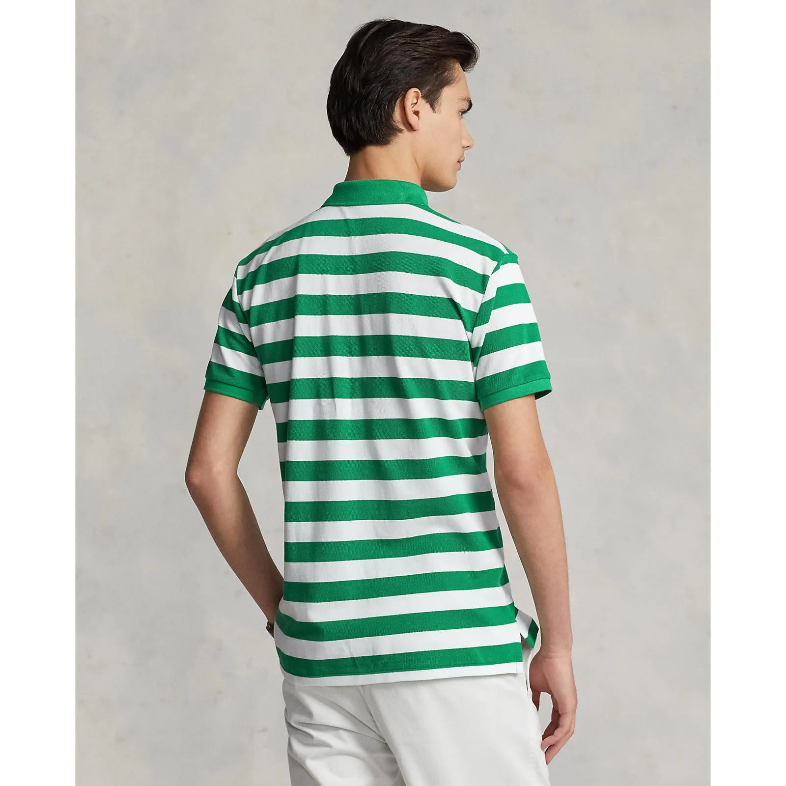 Polo Ralph Lauren - Custom Fit Mesh Polo -  Stripe - Lifeboat Green & White