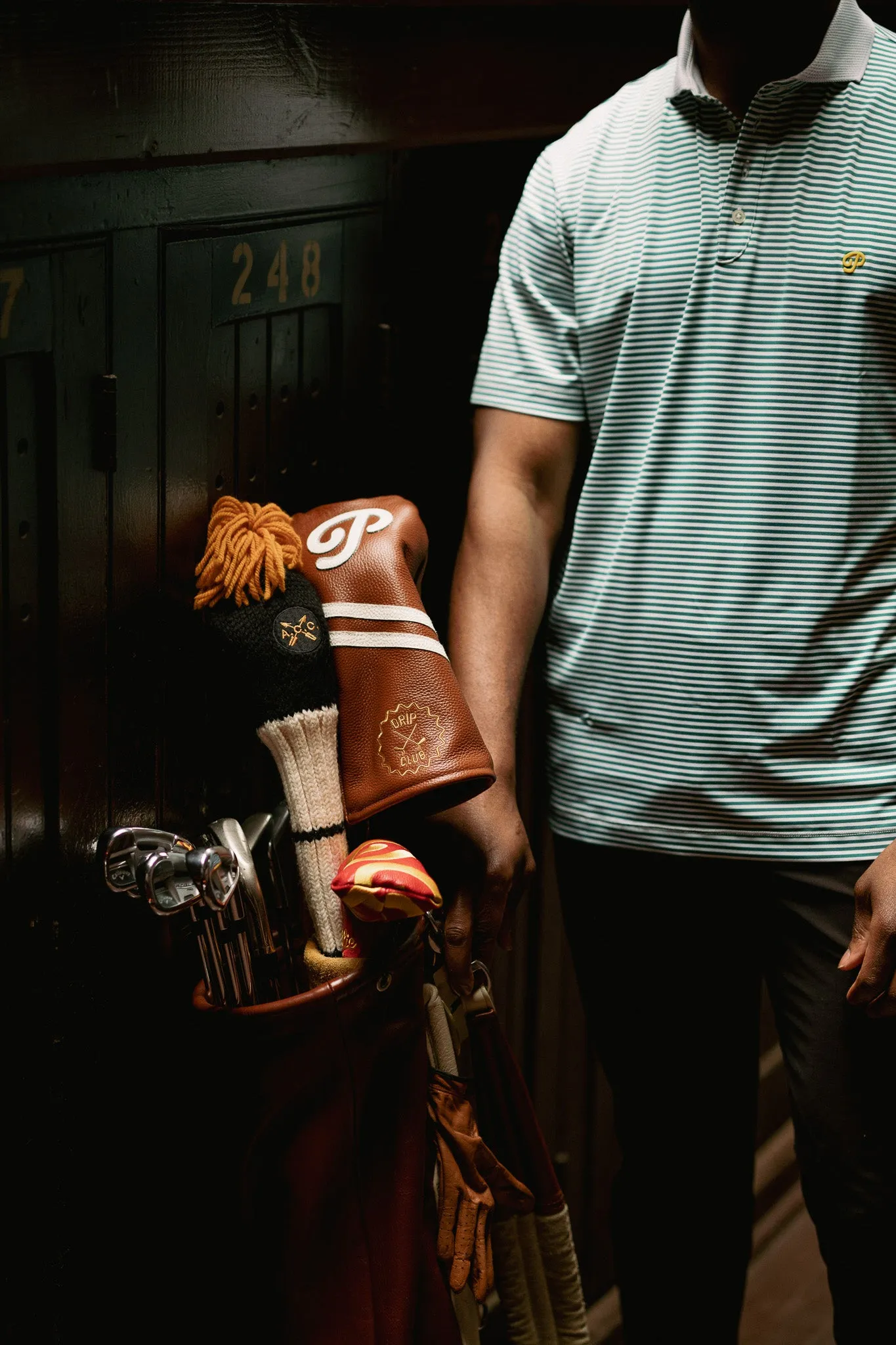 Public Athlete Striped Polo (Green/White)