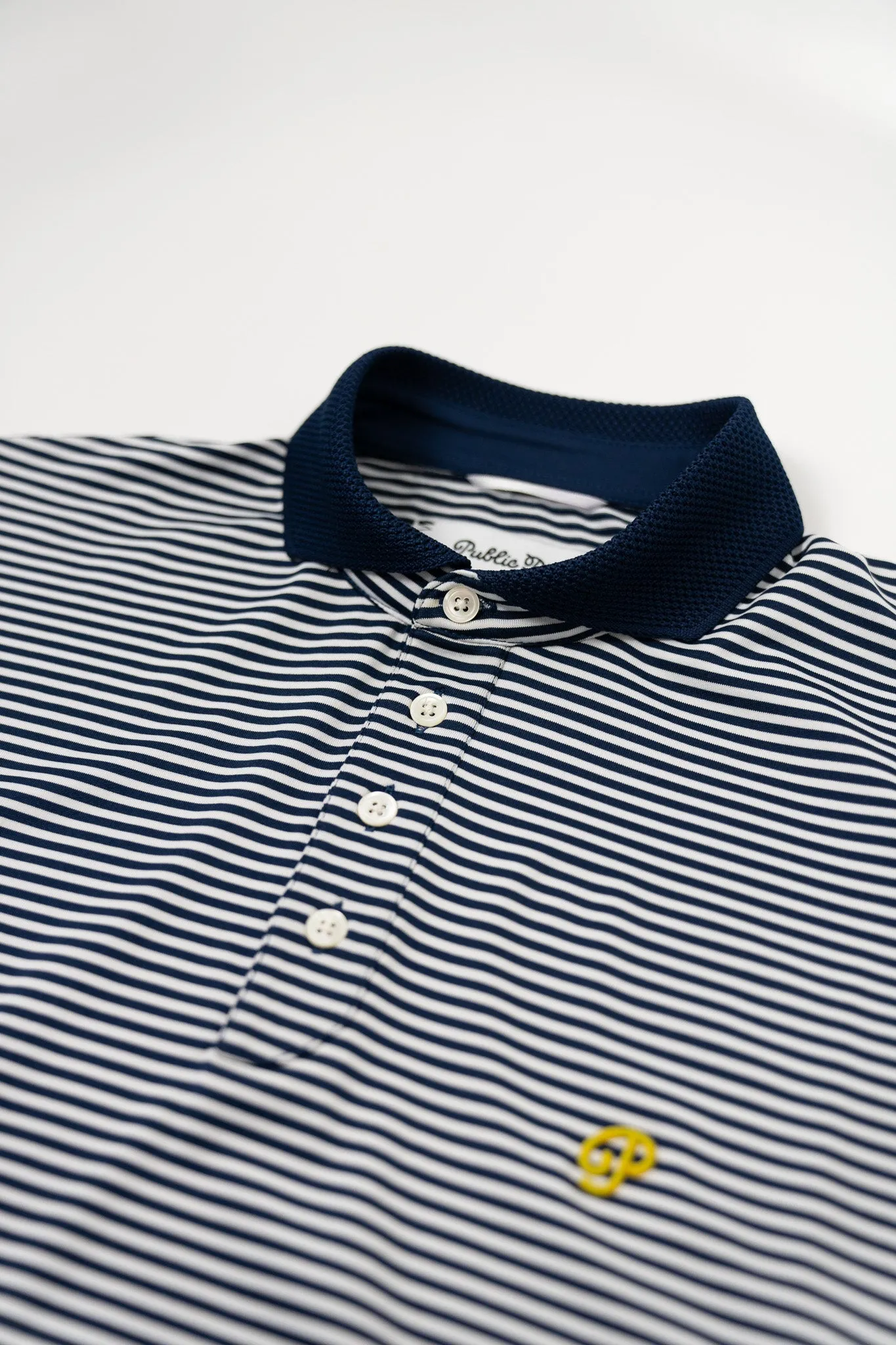 Public Athlete Striped Polo (Navy/White)