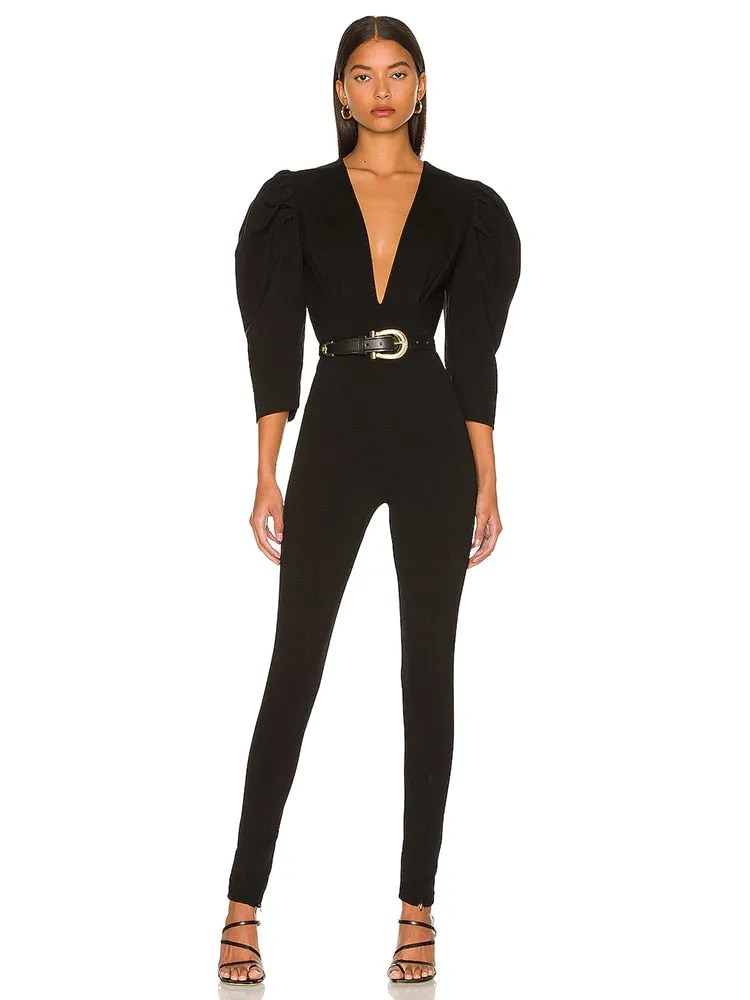 Puff Sleeve Bandage Jumpsuit