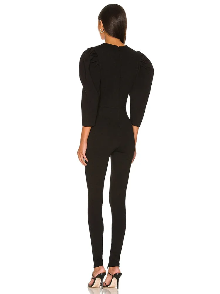Puff Sleeve Bandage Jumpsuit