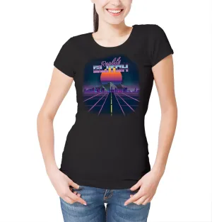 Reality Glitch Neon Passenger Retro Graphic Womens T-Shirt