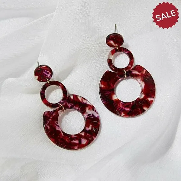 Red Retro Multi-Color Acetate Earrings