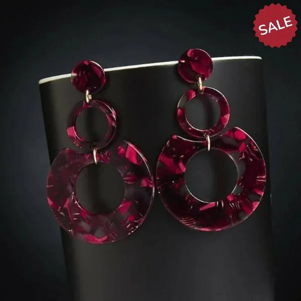 Red Retro Multi-Color Acetate Earrings