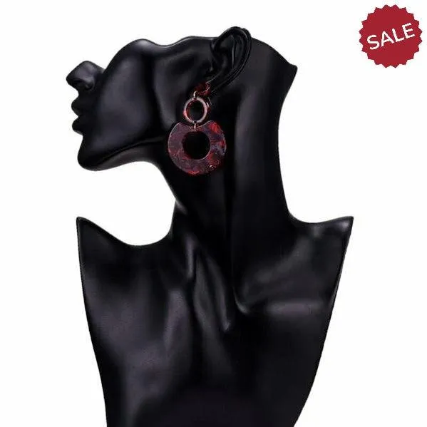 Red Retro Multi-Color Acetate Earrings