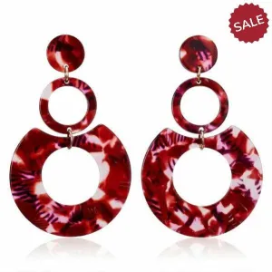 Red Retro Multi-Color Acetate Earrings