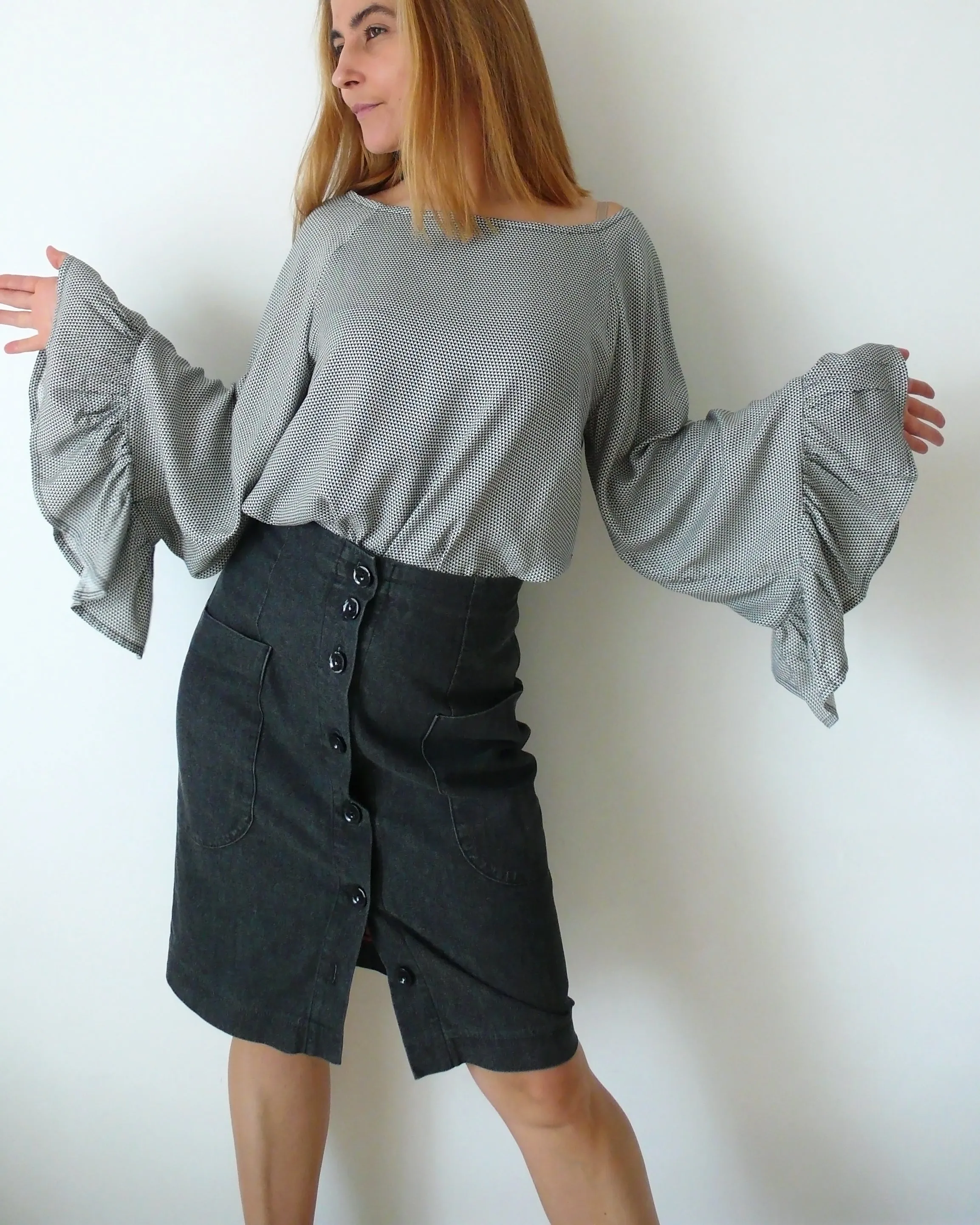 Ruffled Blouse Sewing Pattern N.82
