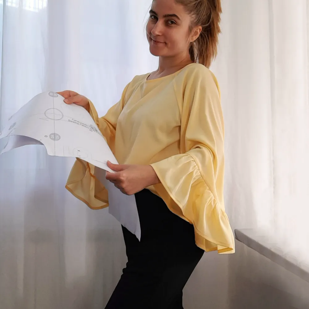 Ruffled Blouse Sewing Pattern N.82