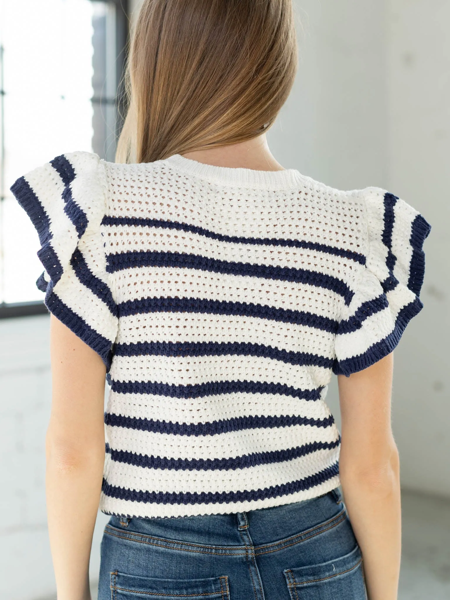 Ruffled Sleeve Crochet Top