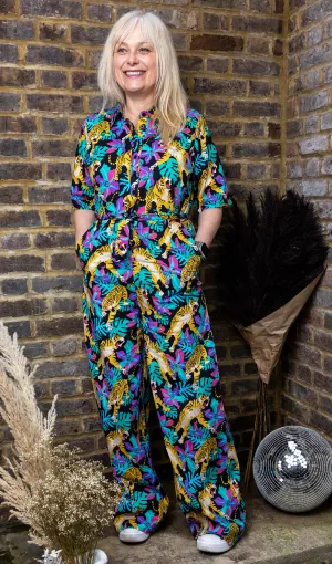 Run And Fly Black Tiger Lily Stretch Jumpsuit