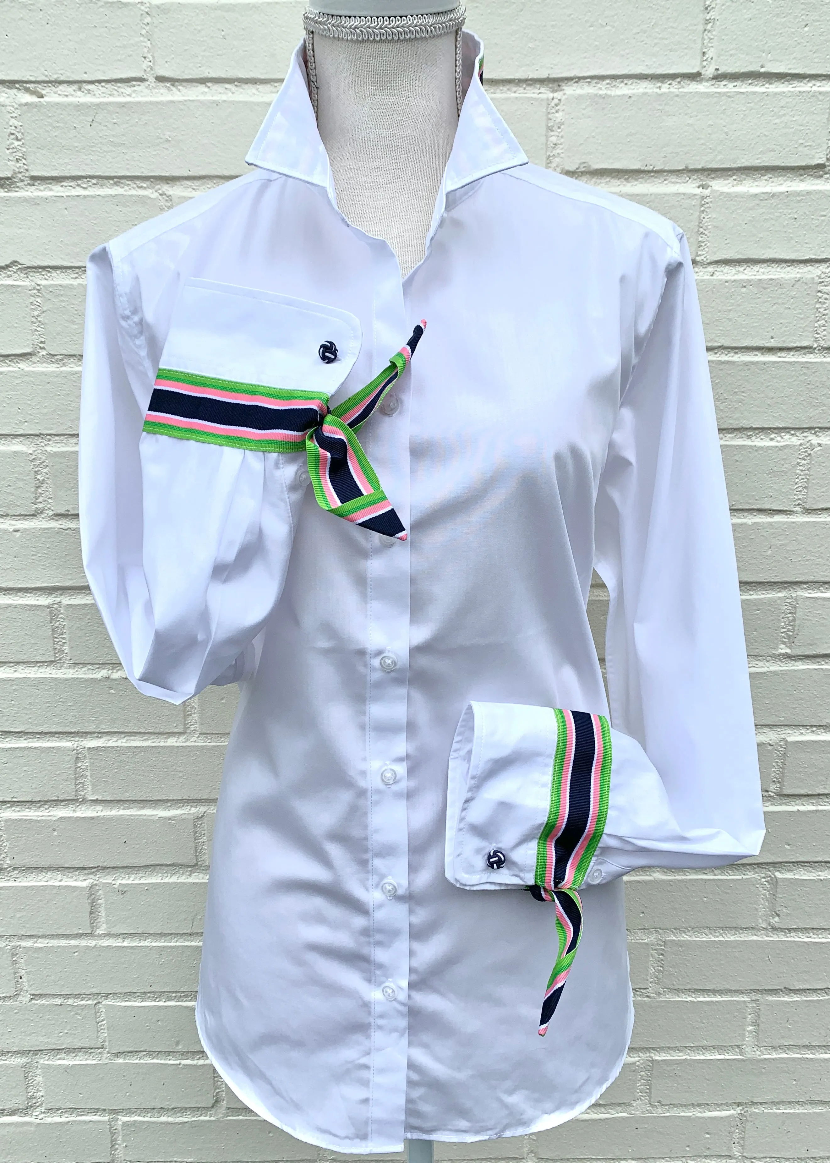 SALE - XS, S & 2XL ONLY - Audrey Ribbon French Cuff Shirt (RFC05) *FINAL SALE*