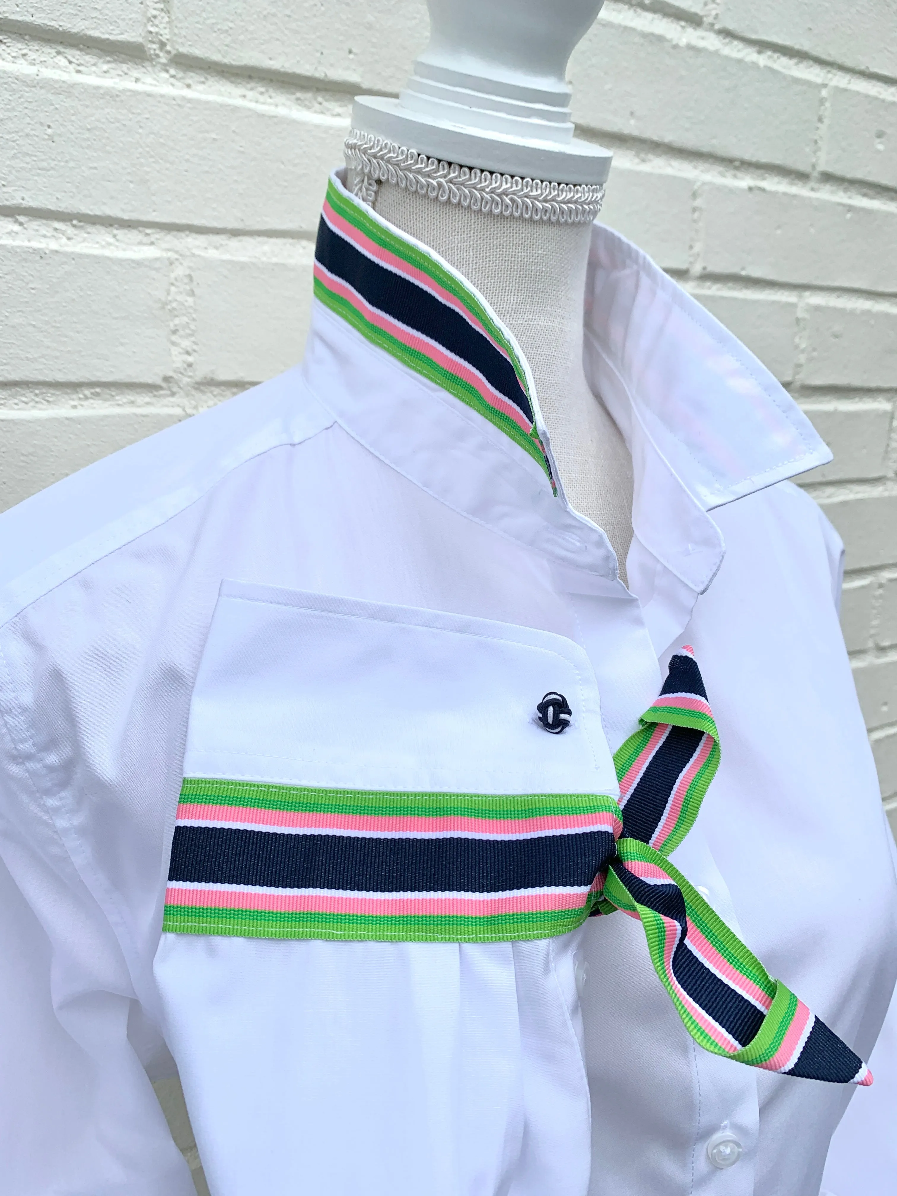 SALE - XS, S & 2XL ONLY - Audrey Ribbon French Cuff Shirt (RFC05) *FINAL SALE*