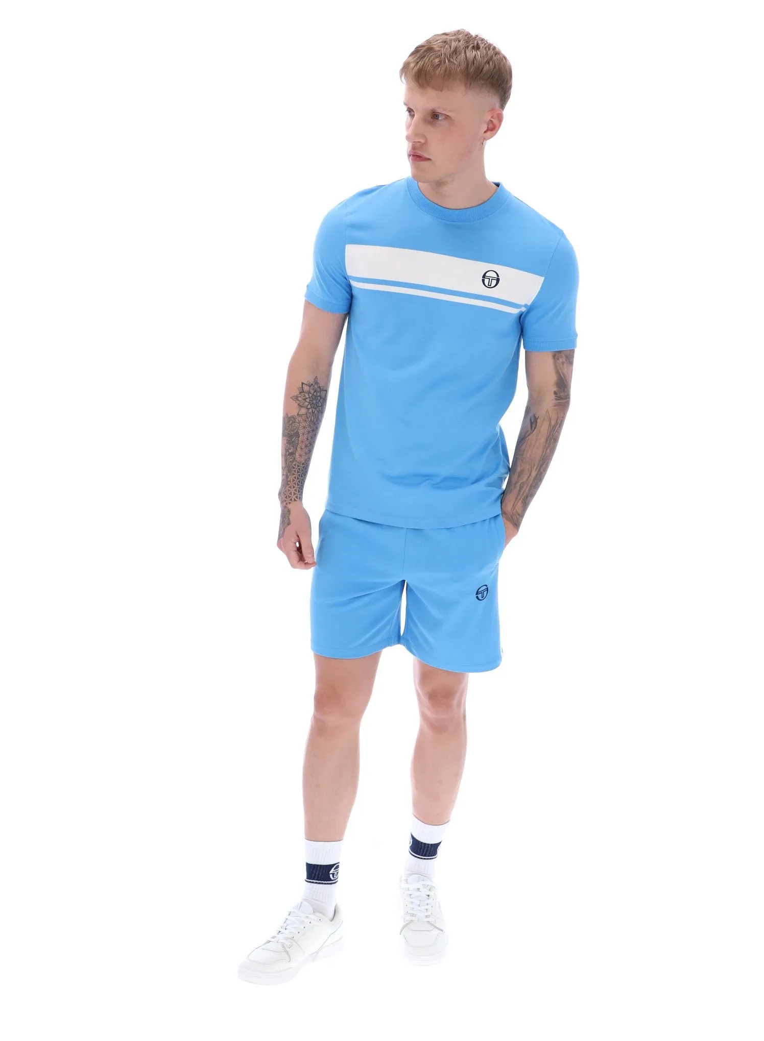 Sergio Tacchini Master T-Shirt in Azure Blue/White