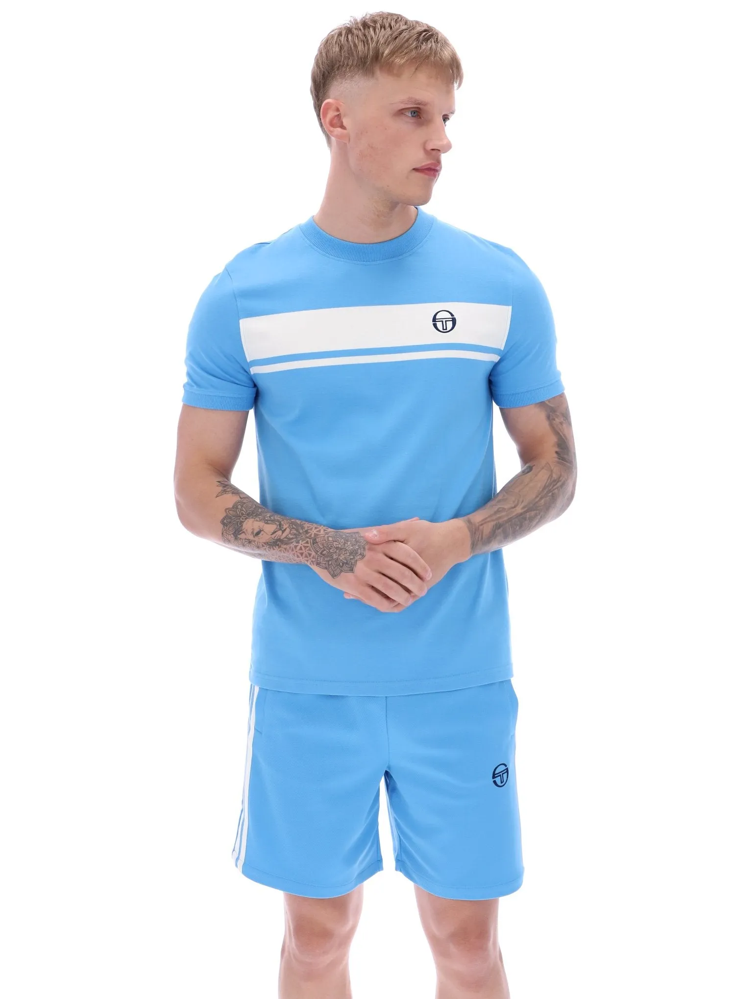 Sergio Tacchini Master T-Shirt in Azure Blue/White