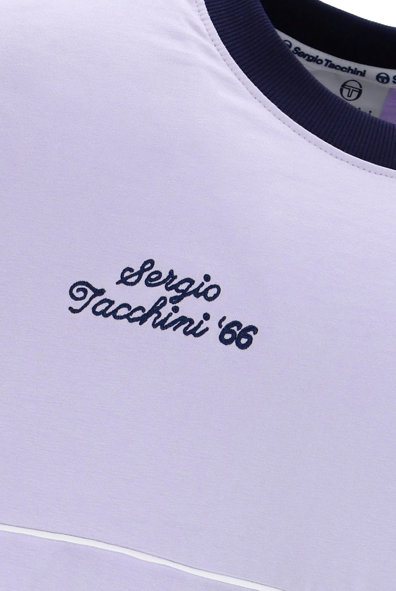 Sergio Tacchini Orion Davis Ringer T-Shirt In Thistle/Maritime Blue/White