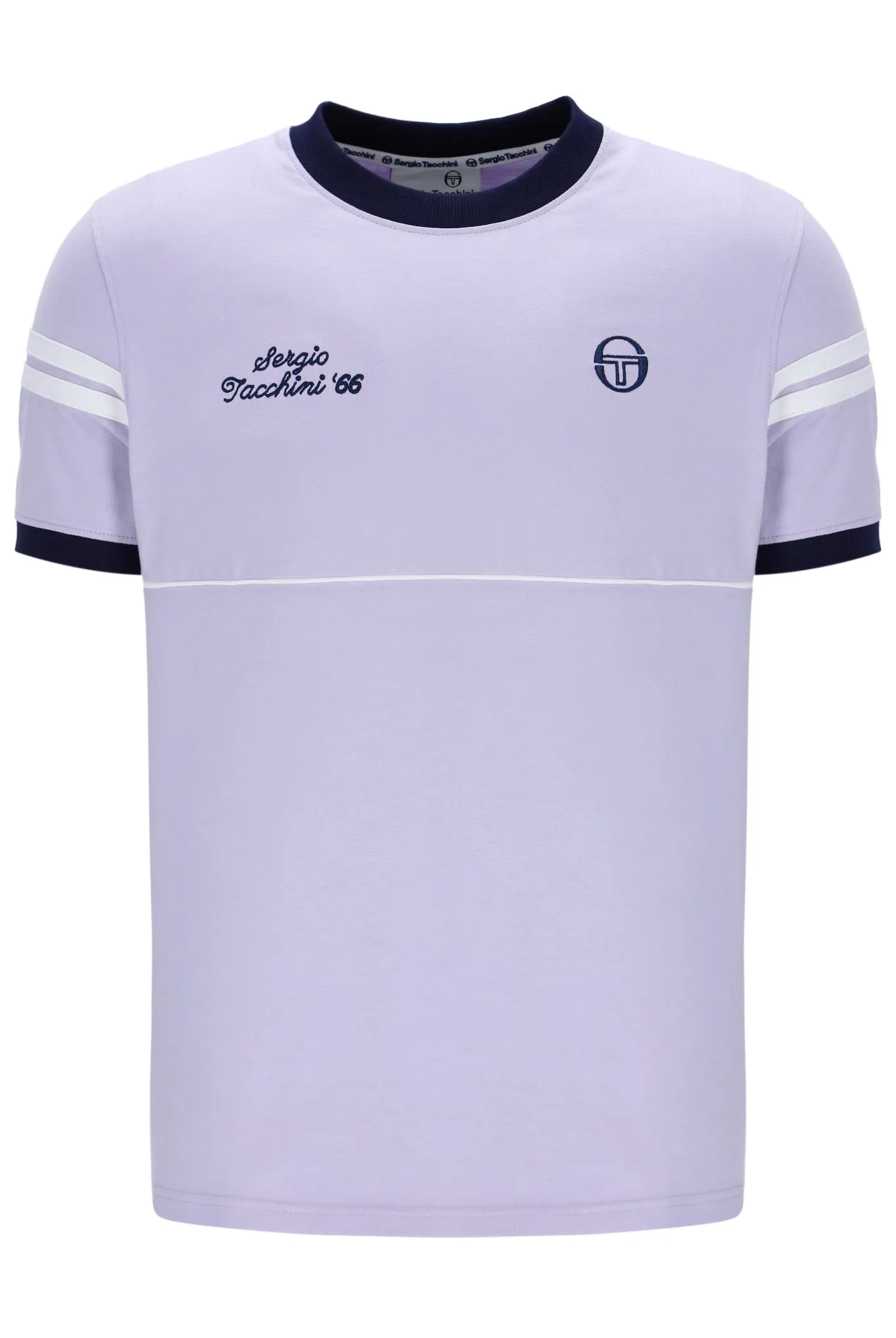 Sergio Tacchini Orion Davis Ringer T-Shirt In Thistle/Maritime Blue/White