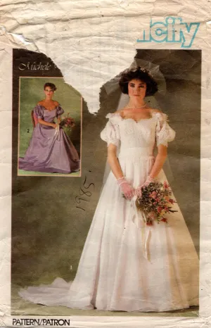 Simplicity 6763 Michele Piccione Womens Off The Shoulder Wedding or Bridesmaids Dress 1980s Vintage Sewing Pattern Size 16 Bust 38 inches
