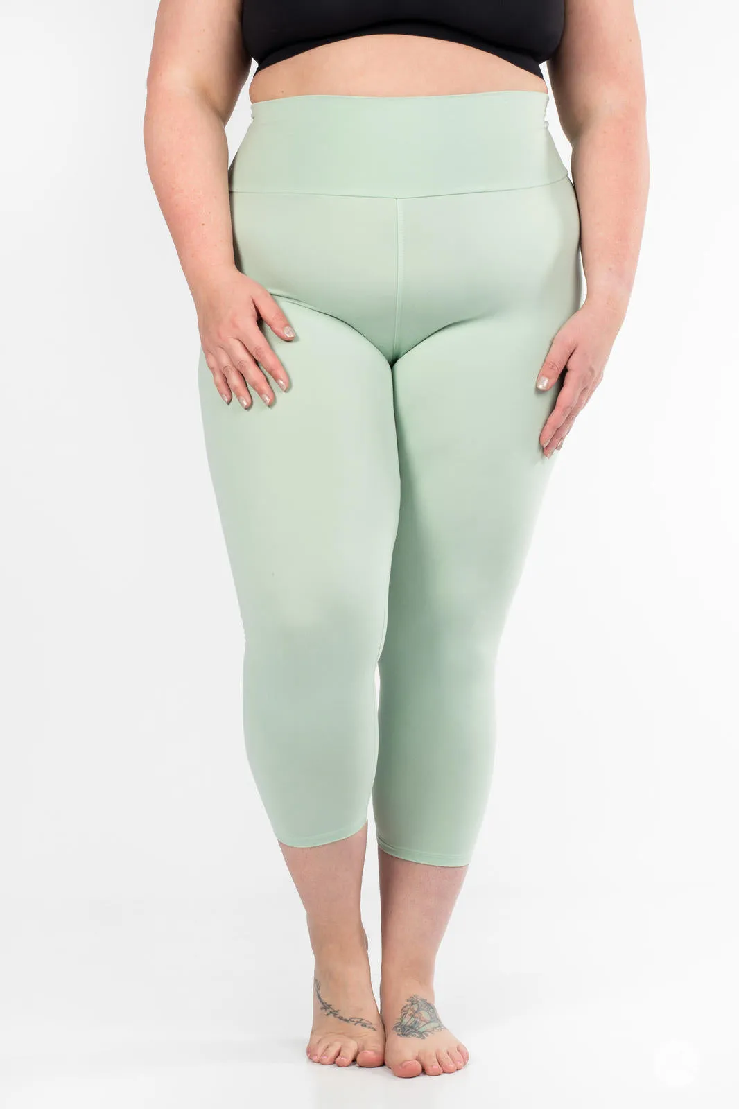 Soft Mint High-Waisted Crops