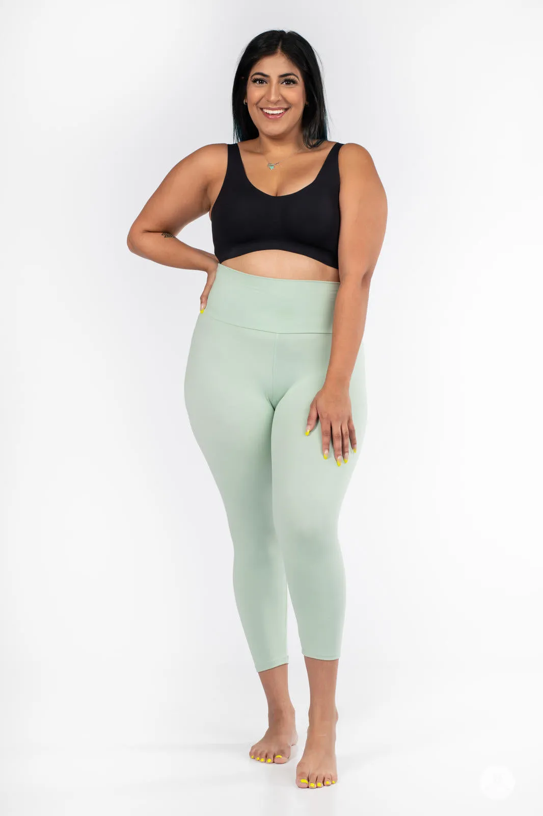 Soft Mint High-Waisted Crops
