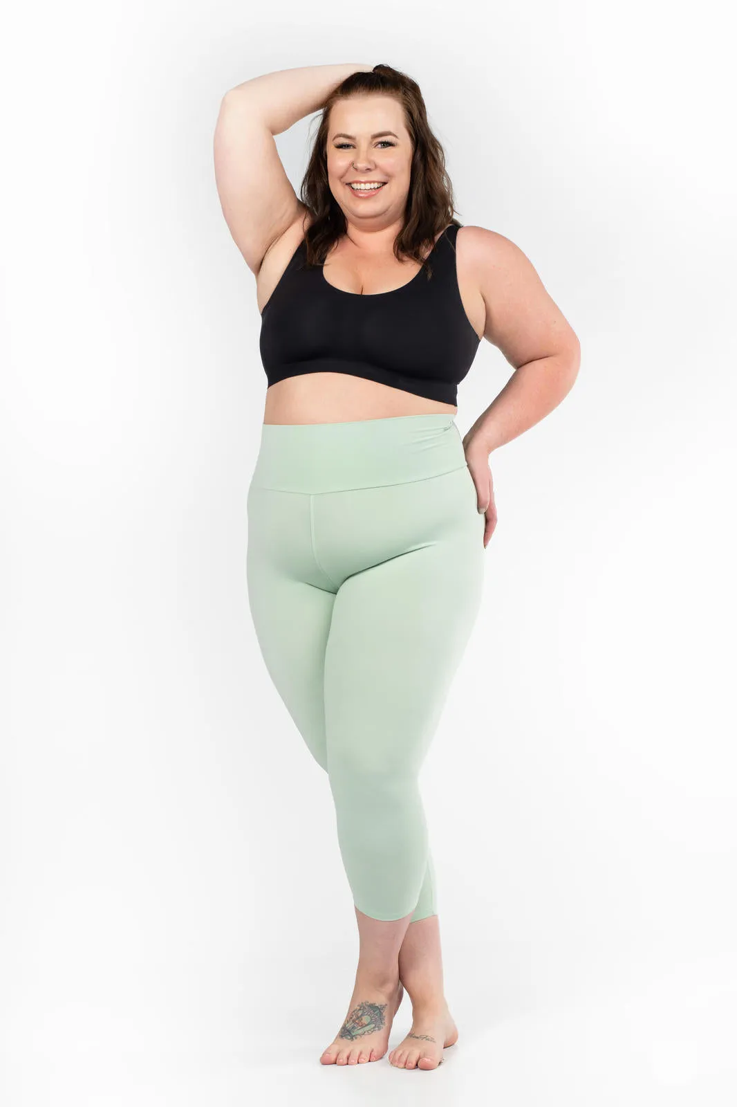 Soft Mint High-Waisted Crops