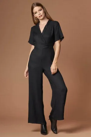 Stellar Black Short Sleeve Jacquard Jumpsuit by Lush
