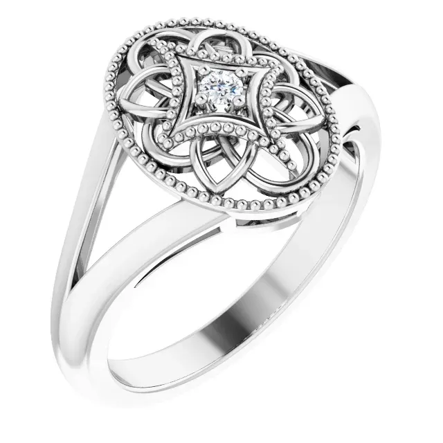 Sterling Silver .025 CTW Diamond Ring Size 10