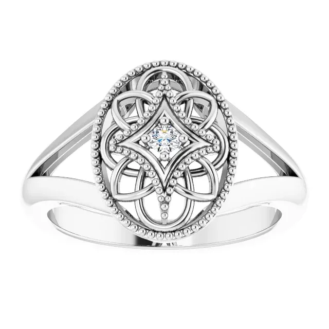 Sterling Silver .025 CTW Diamond Ring Size 10