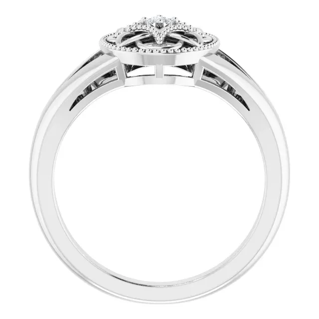 Sterling Silver .025 CTW Diamond Ring Size 10