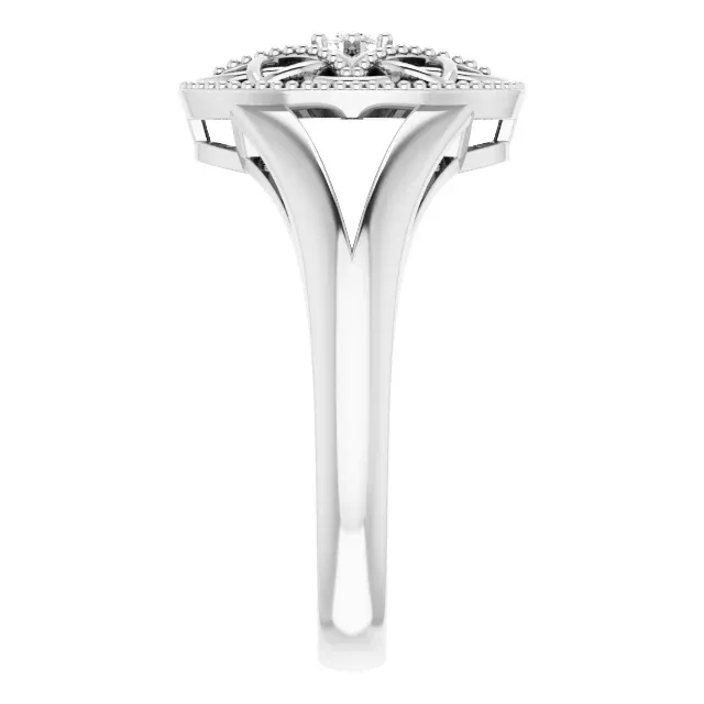 Sterling Silver .025 CTW Diamond Ring Size 10