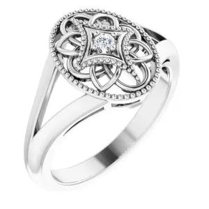Sterling Silver .025 CTW Diamond Ring Size 10