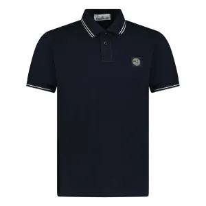 STONE ISLAND STRIPE COLLAR POLO T-SHIRT SLIM FIT NAVY