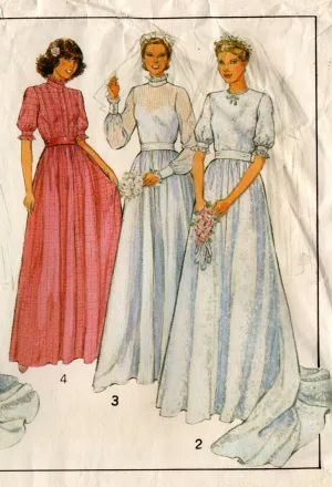 Style 3251 Womens Full Skirt Wedding or Bridesmaids Dress & Petticoat 1980s Vintage Sewing Pattern Size 16 Bust 38 inches