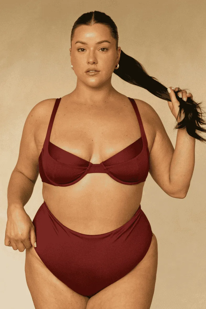 The High-Waisted Scrunch Bottoms - Pomegranate