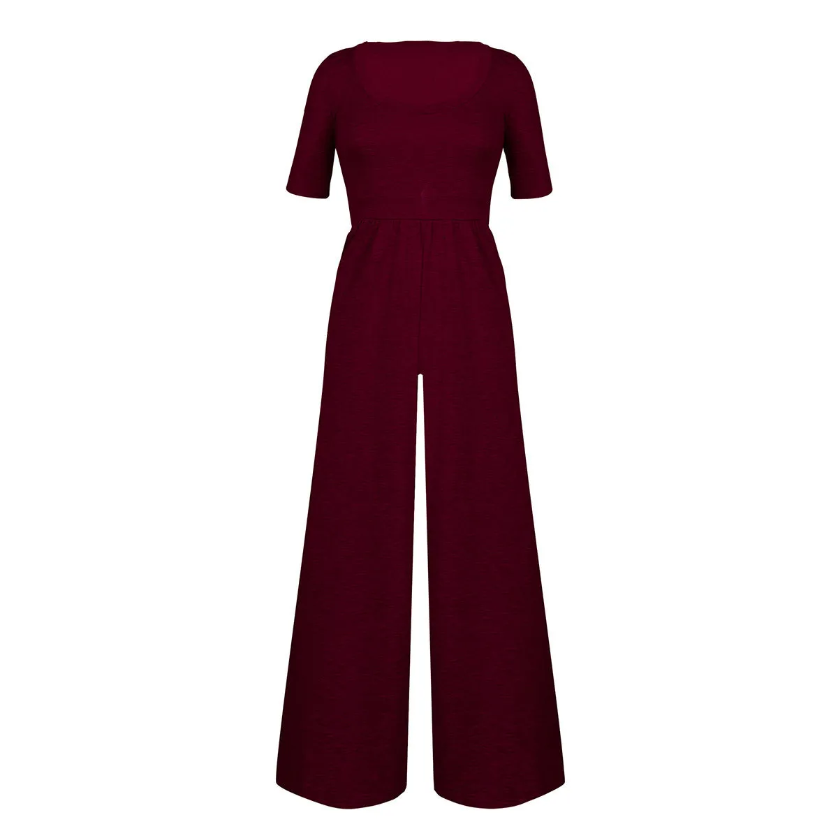 U-neck Short-sleeved Loungewear Wide-legged Jumpsuits