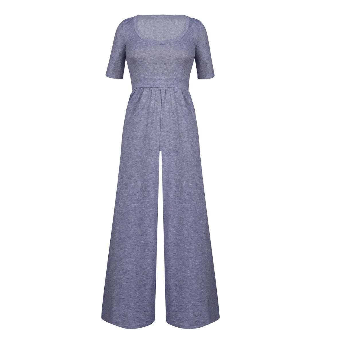 U-neck Short-sleeved Loungewear Wide-legged Jumpsuits