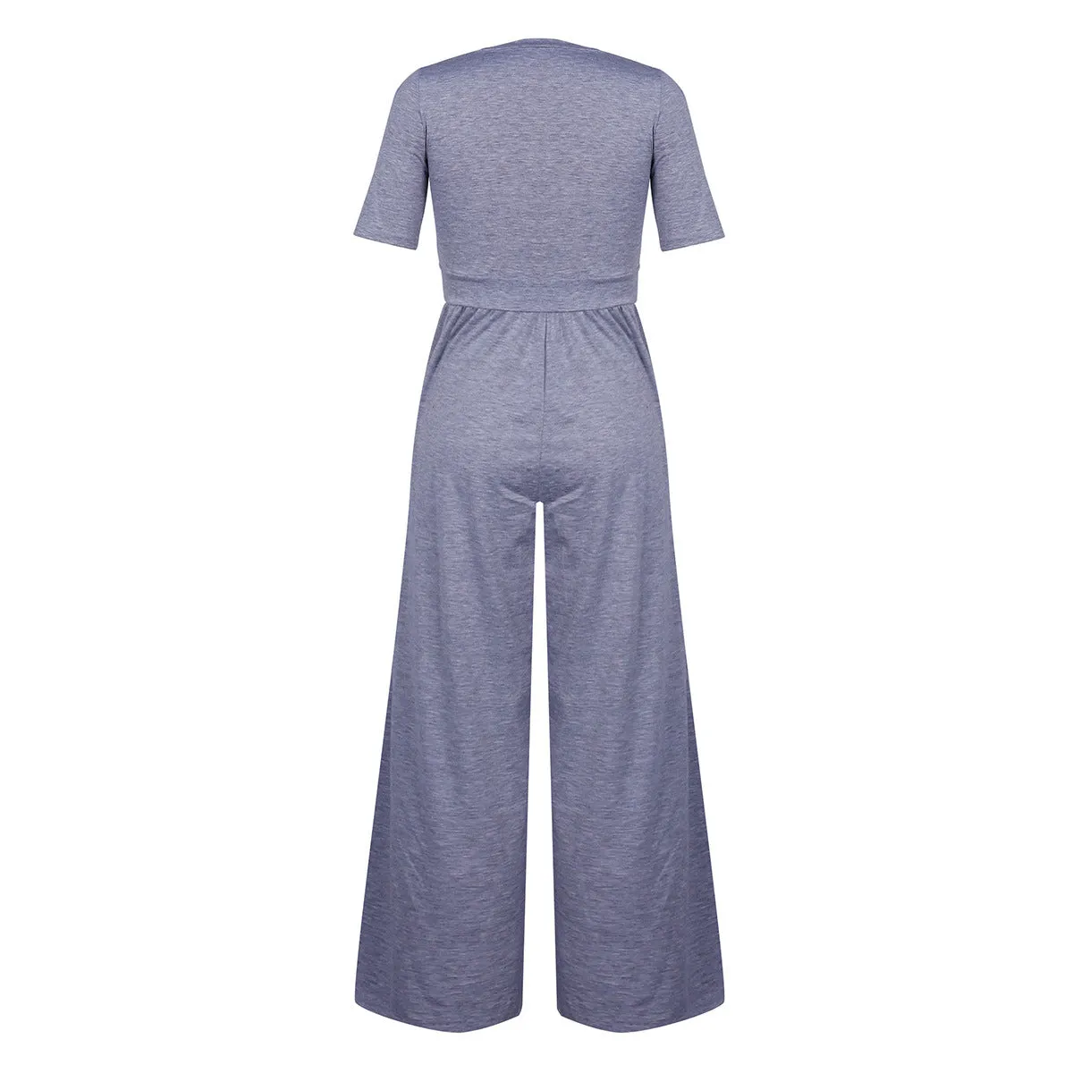 U-neck Short-sleeved Loungewear Wide-legged Jumpsuits