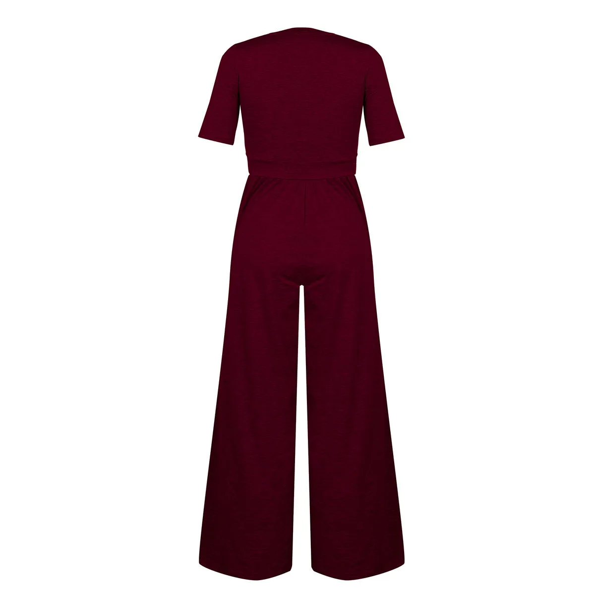 U-neck Short-sleeved Loungewear Wide-legged Jumpsuits
