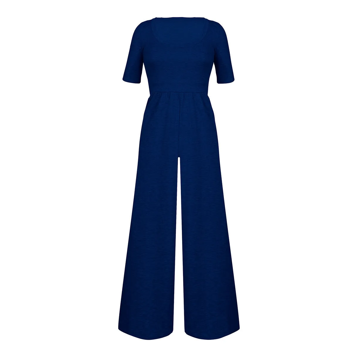 U-neck Short-sleeved Loungewear Wide-legged Jumpsuits