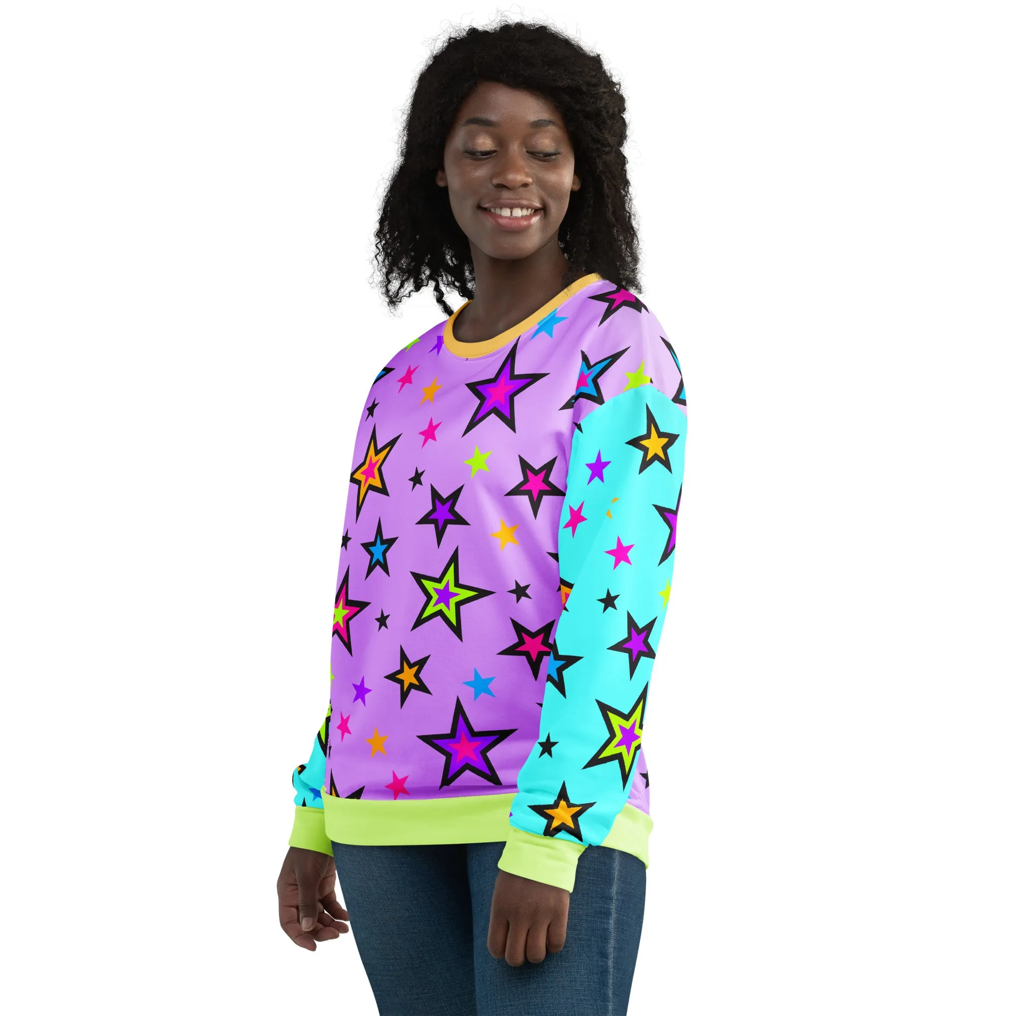 Unisex Sweatshirt Color Block Festival Kawaii Stars