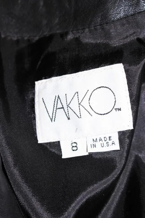 VAKKO Black Leather Dress with Peplum Size 8