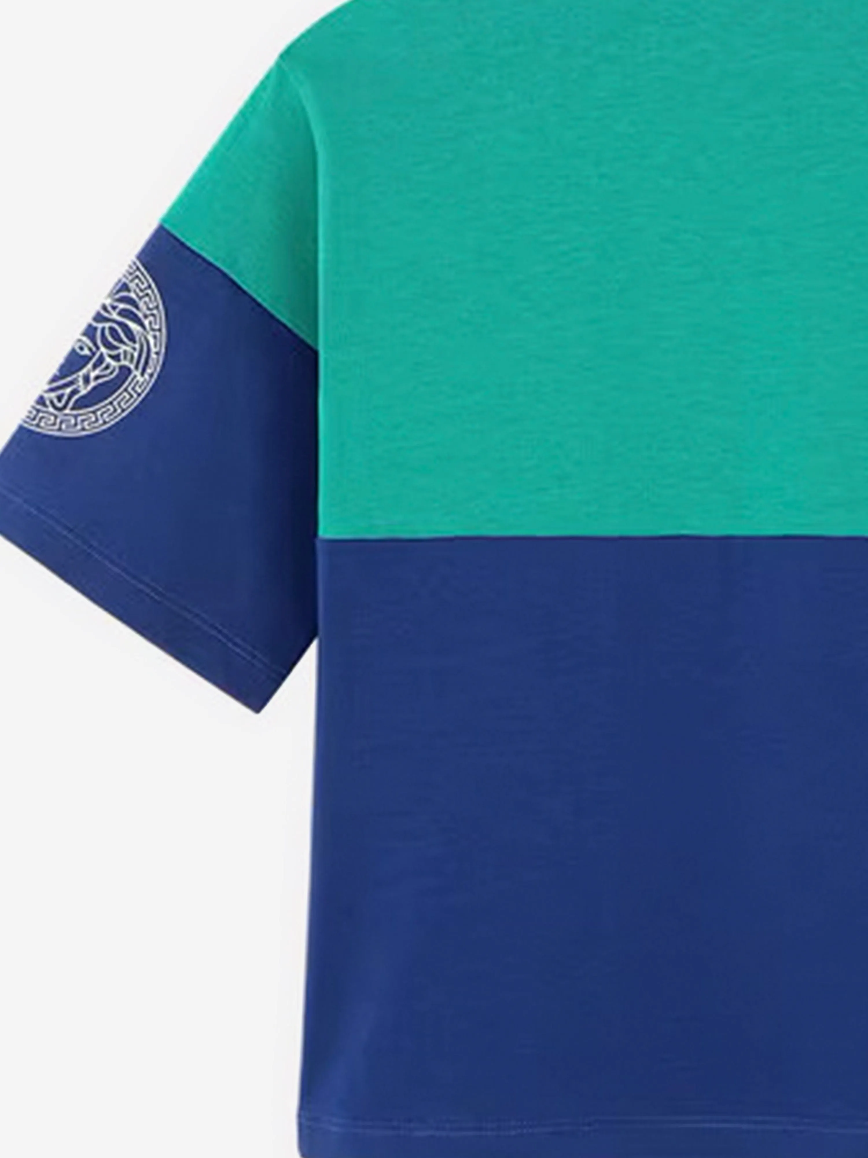Versace Boys Logo Print Polo Shirt in Blue