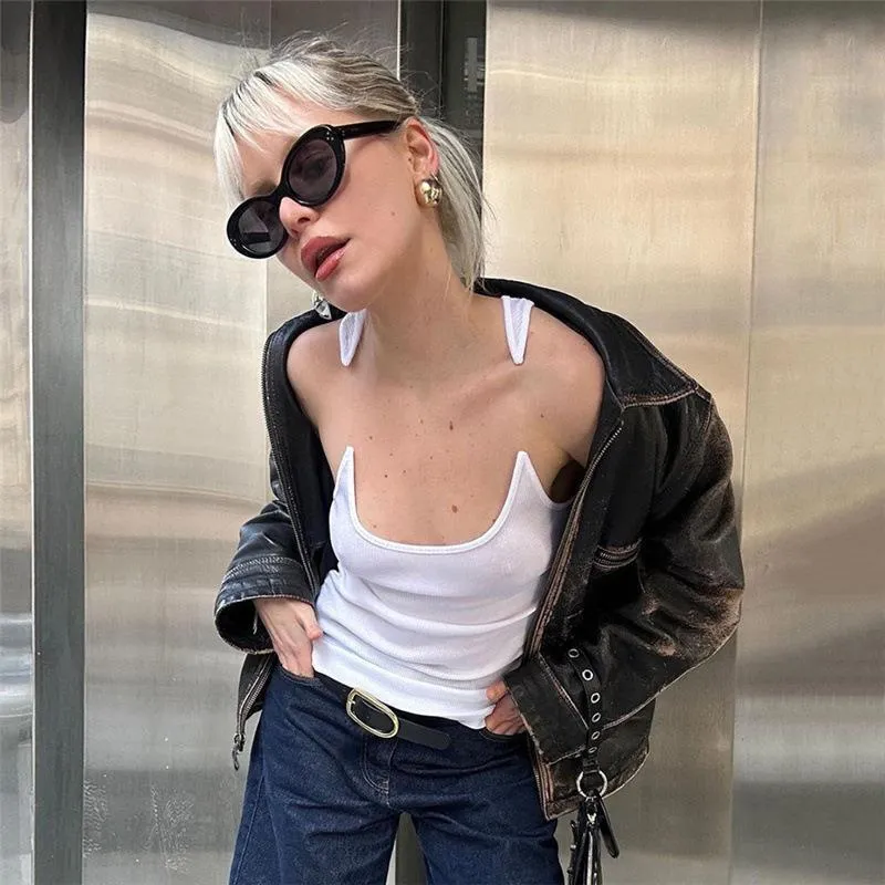 Vest U-neck Invisible Quick offer Ins Camisole Y2K Summer Clothing Women's Top Slim Voice-controlled Fashion