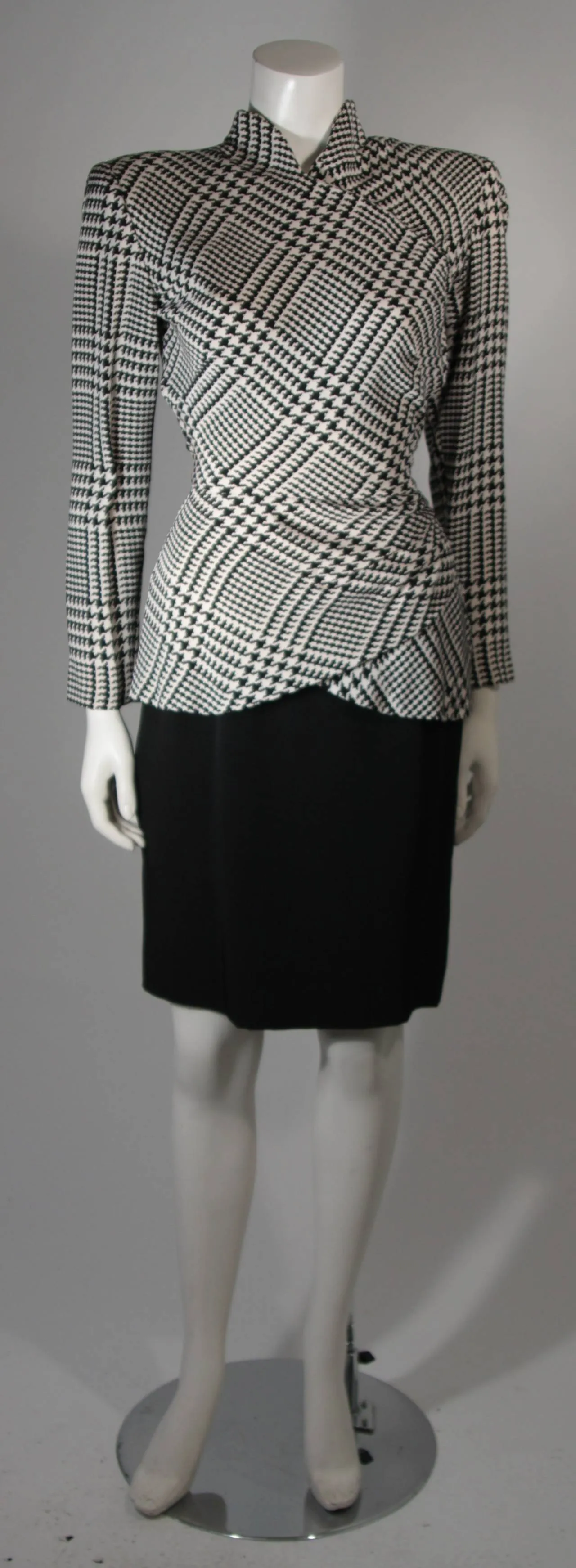 VICKY TIEL Houndstooth Cocktail Dress & Jacket Size Small