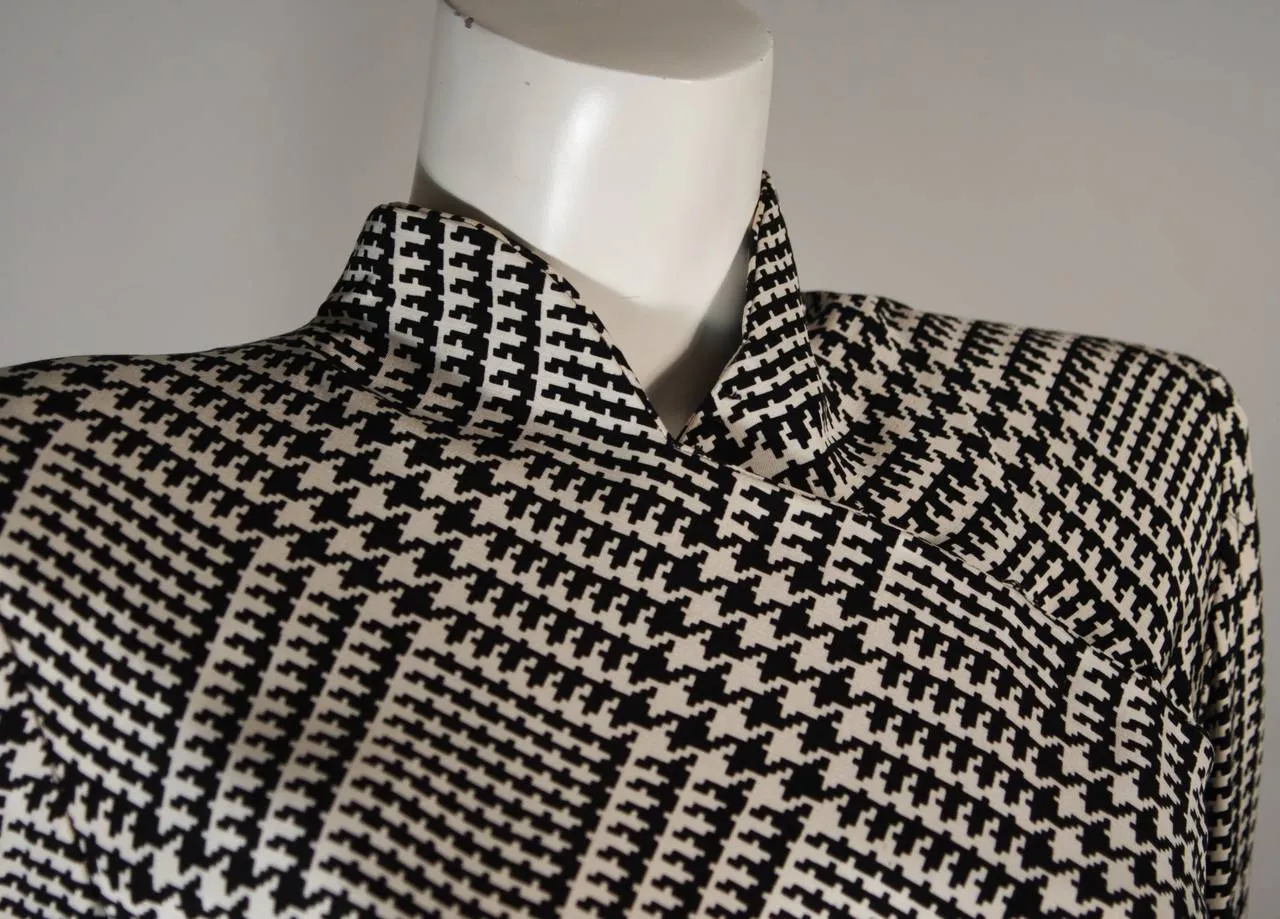 VICKY TIEL Houndstooth Cocktail Dress & Jacket Size Small