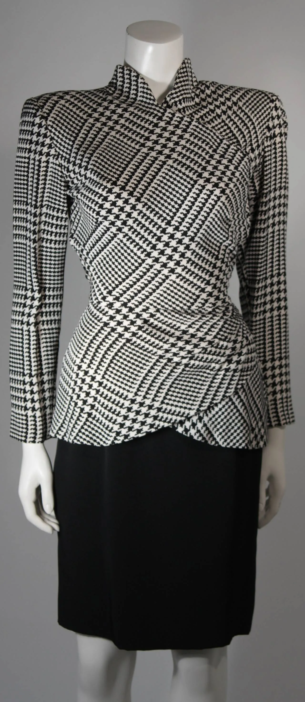 VICKY TIEL Houndstooth Cocktail Dress & Jacket Size Small