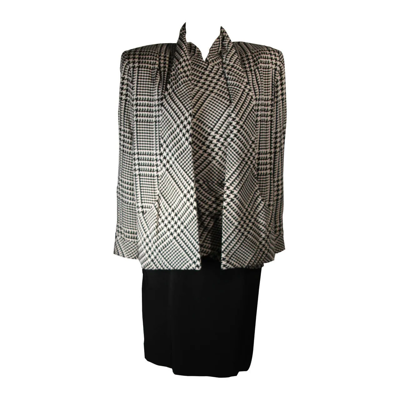 VICKY TIEL Houndstooth Cocktail Dress & Jacket Size Small