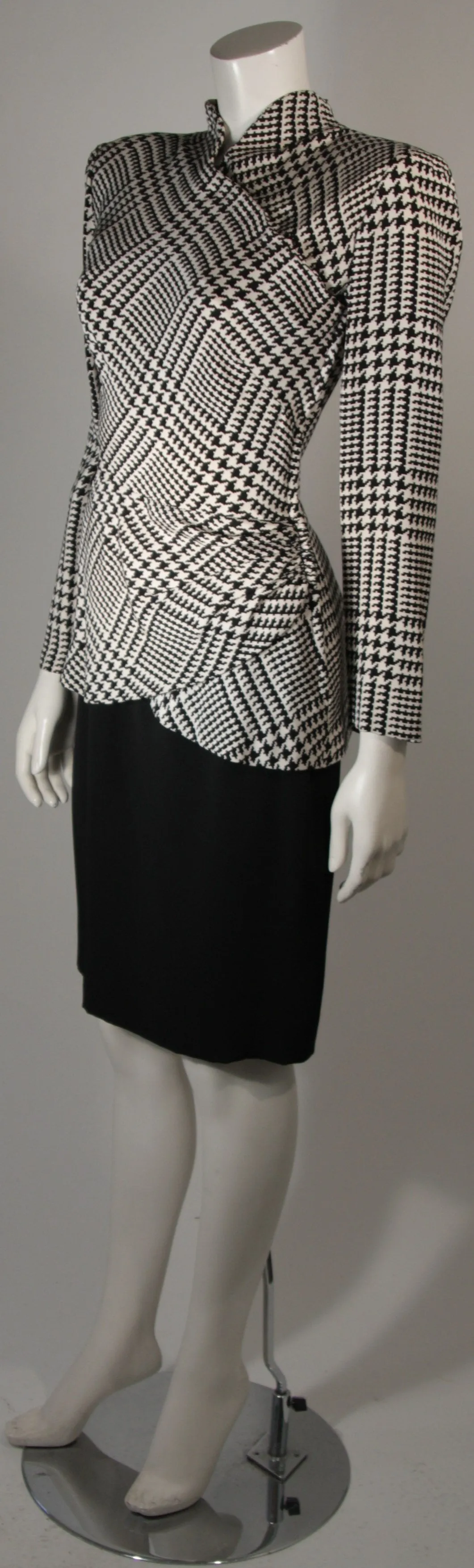VICKY TIEL Houndstooth Cocktail Dress & Jacket Size Small