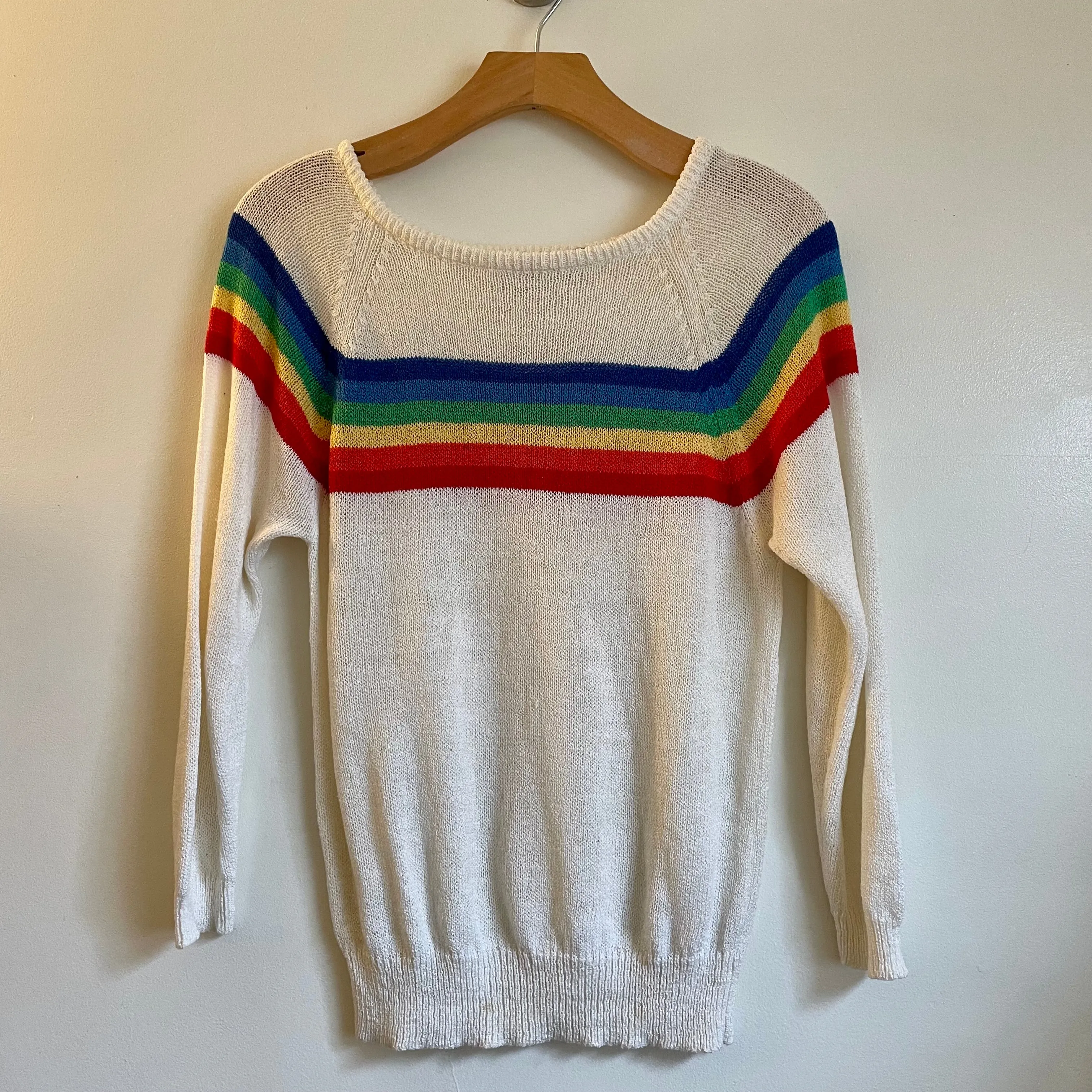 Vintage 70s 80s Rainbow Striped Sweater by Via L.A. // size medium
